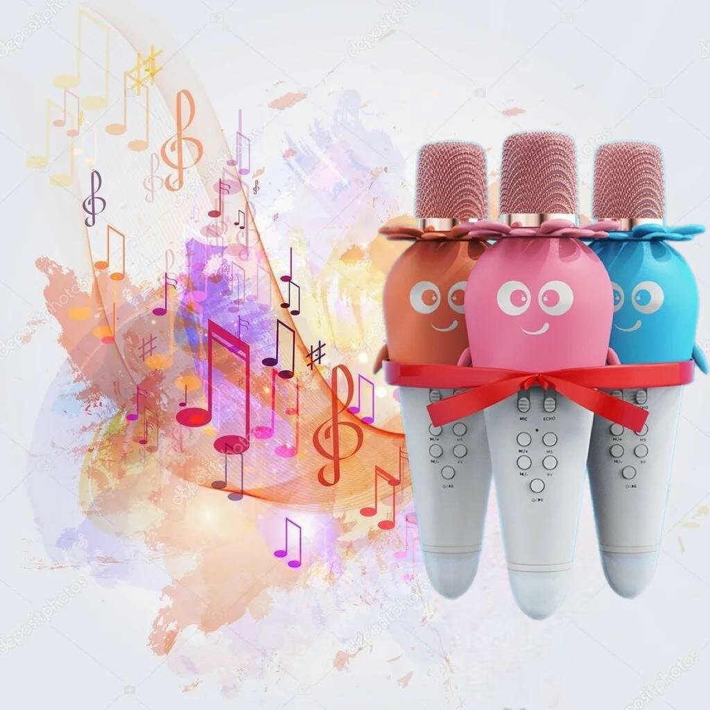 Микрофон караоке/Микрофон для живого вокала/Микрофон детский/Розовый/Оранжевый