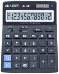 MassFamily Калькулятор настольный большой SKAINER SK-222, 12 разрядов, двойное питание, двойная память, 140x176x45 мм, черный