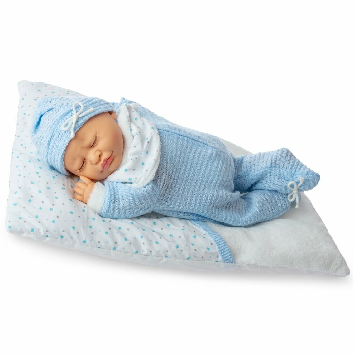 Малыш Берхуан (Бержуан) Спящий пупс на подушке со звездами (Berjuan Dormilon Nina)