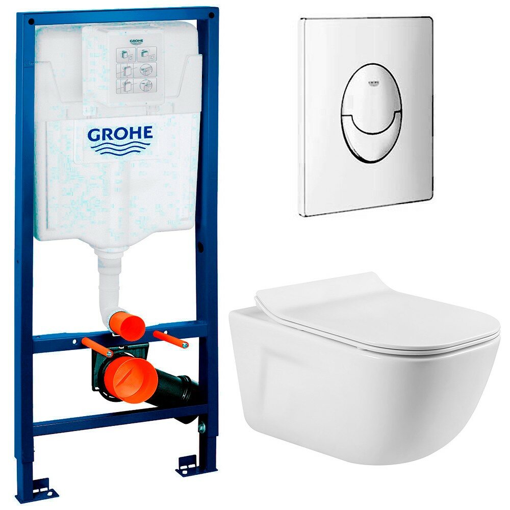 Инсталляция Grohe Rapid SL 38721001 + унитаз Meer MR-2106 безободковый с сиденьем