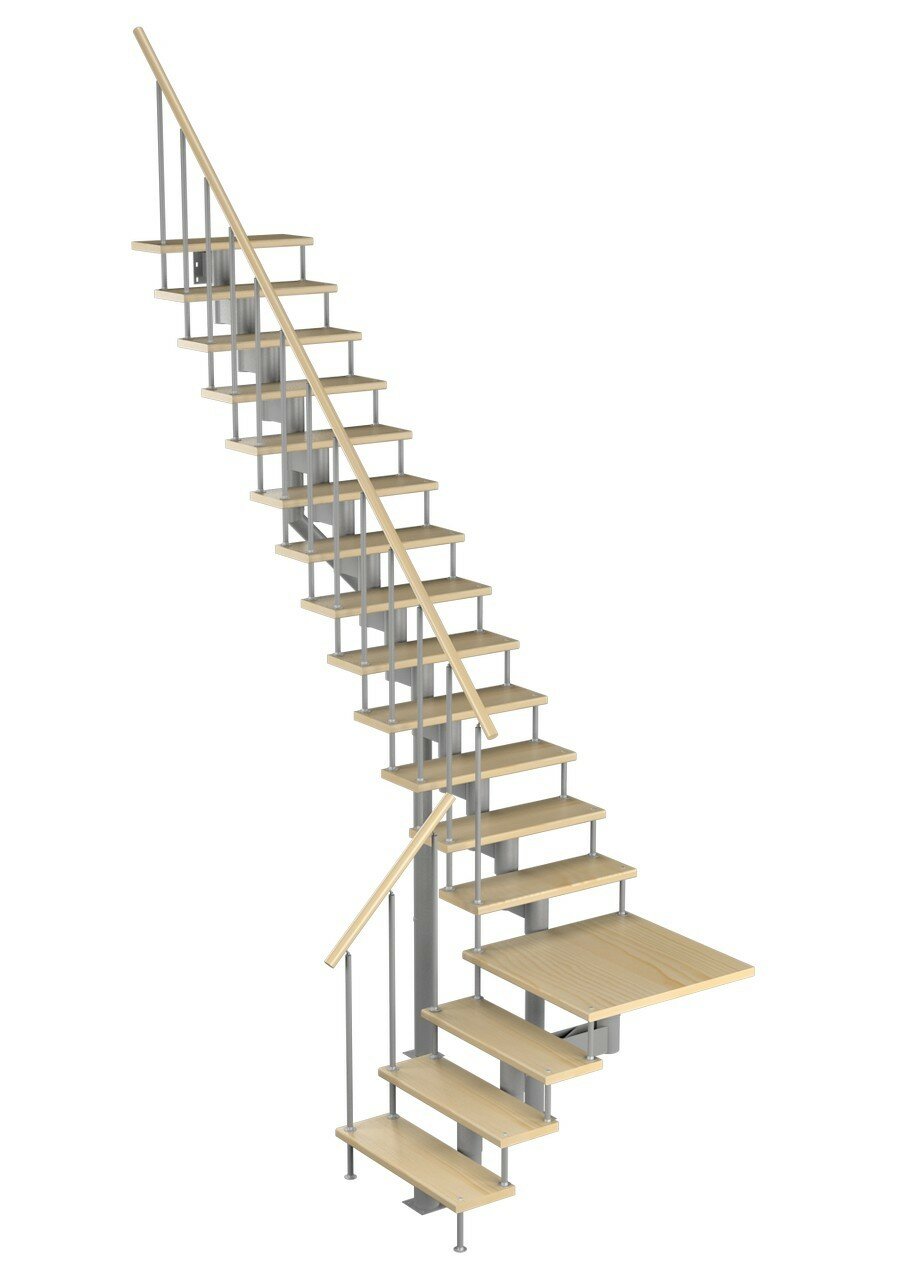 Модульная лестница Статус 180 (h 3060-3230, Серый, Сосна, Крашеная) - фотография № 1