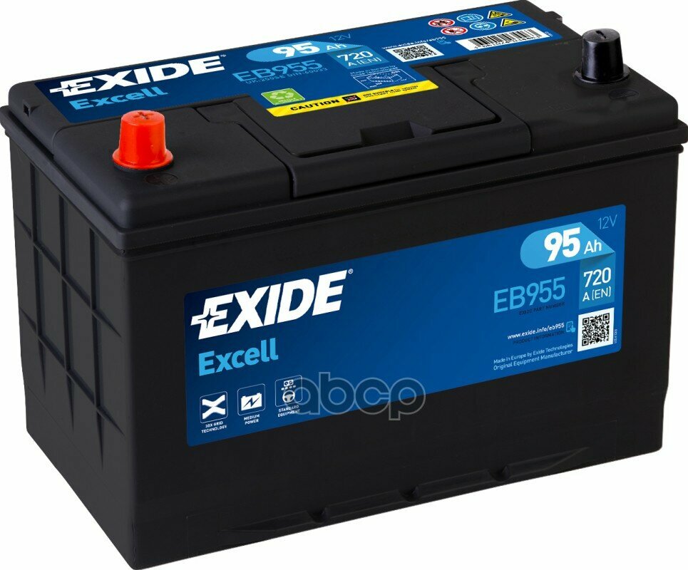 Exide Eb955 Excell_аккумуляторная Батарея! 19.5/17.9 Рус 95Ah 760A 306/173/222 EXIDE арт. EB955