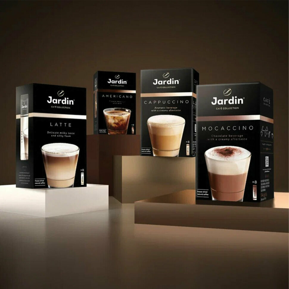 Кофе растворимый порционный JARDIN "3 в 1 Латте", комплект 8 пакетиков по 18 г, 1693-10, 622355 - фотография № 7