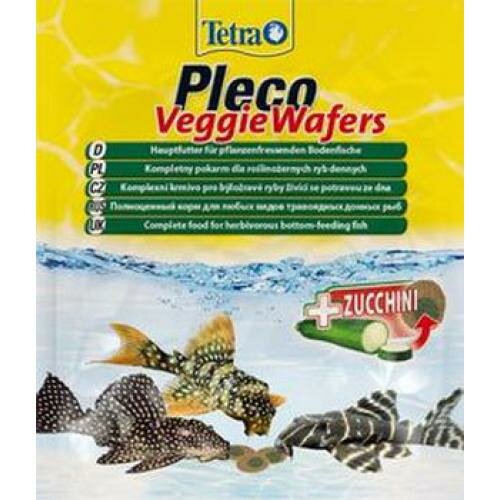 Корм Tetra Pleco Veggie Waffers корм-пластинки с добавлением цуккини для донных рыб, 15гр. (8 штук)