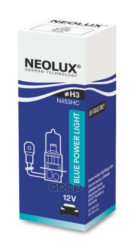 Лампа H3 12v-80w (Pk22s) Blue Power Light (Коробка 1шт.) Neolux арт. N453HC