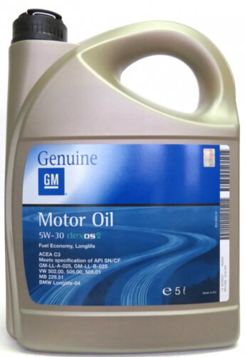 Моторное масло GM (GENERAL MOTORS) General Motors Dexos2 Longlife 5W30 5 л