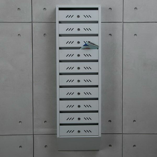 Ящик почтовый, многосекционный, 10 секций, с задней стенкой, серый - фотография № 1