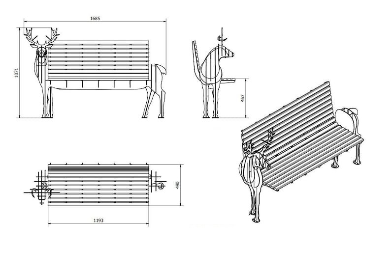 Тематическая садовая скамейка для дома, дачи и бани, скамья, лавка Олень - фотография № 4