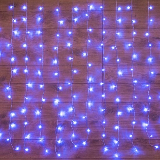 Светодиодная гирлянда NEON-NIGHT "Дождь" 1.5х1 м, 8 режимов, 96 синих светодиодов, прозрачный провод