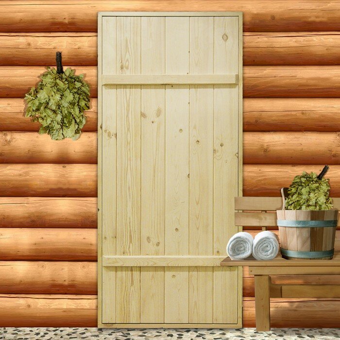 Дверной блок для бани 180×70см из сосны на клиньях массив 