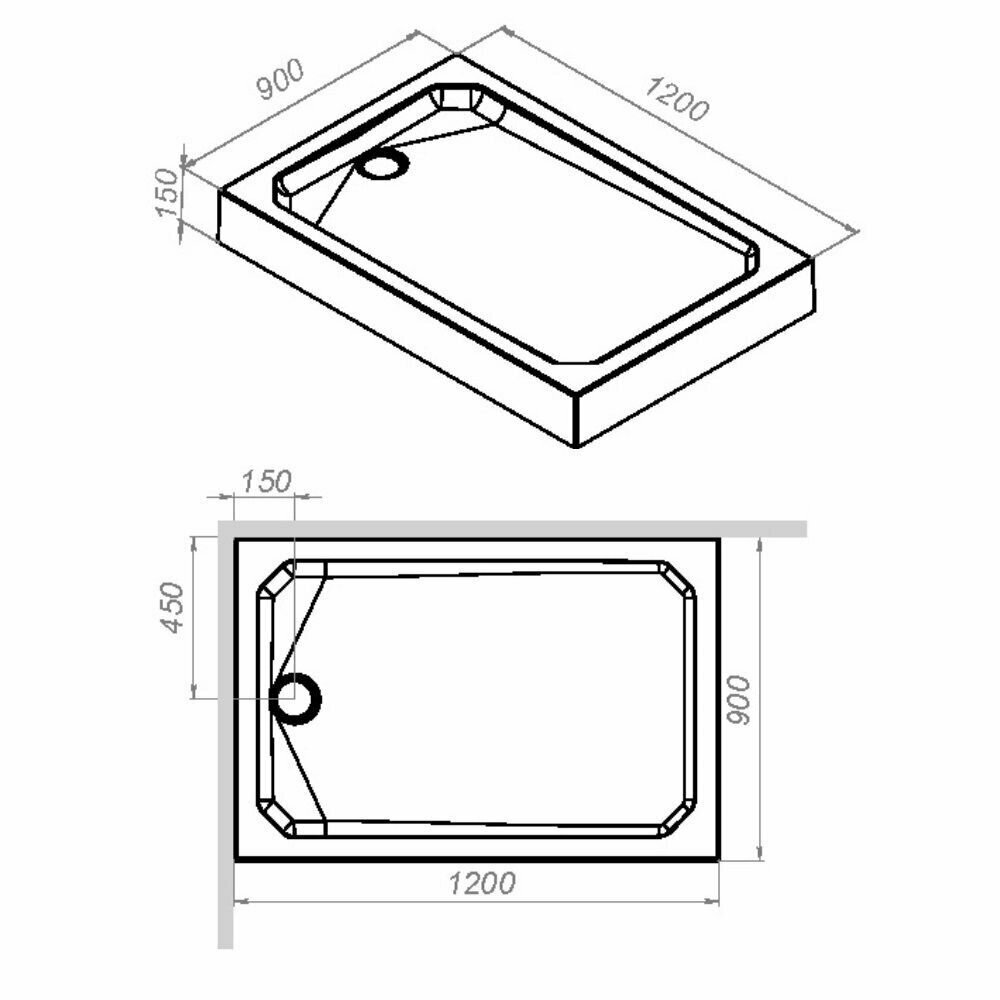 Поддон для душа AM.PM Gem W90T-404-12090W 120x90 см, душевой поддон, акриловый, на каркасе, сифон в комплекте, - фотография № 4