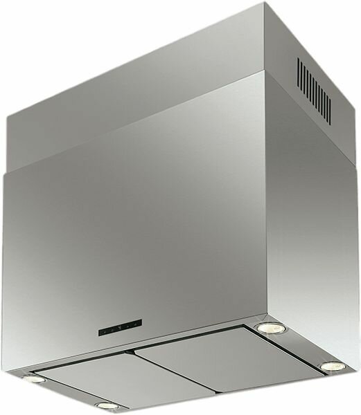 Вытяжка кухонная островная Korting KHA 7950 X Cube, 70 см, 4 скорости, отвод и рециркуляция, сенсорное управление, мощность 330 Вт, 950 м3/ч