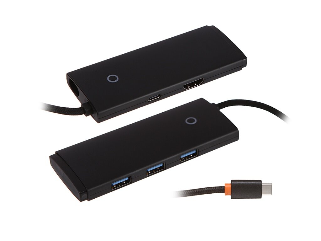 USB HUB разветвитель BASEUS Lite Series 5 в 1 Type-C (m) - 3xUSB3.0 + Type-C PD + 4K HDMI черный
