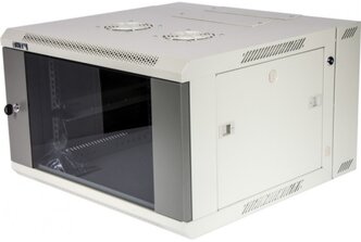 Шкаф настенный Lanmaster Pro TWT-CBW3G-27U-6x6-GY, 27U, 600x600, стеклянная дверь, серый