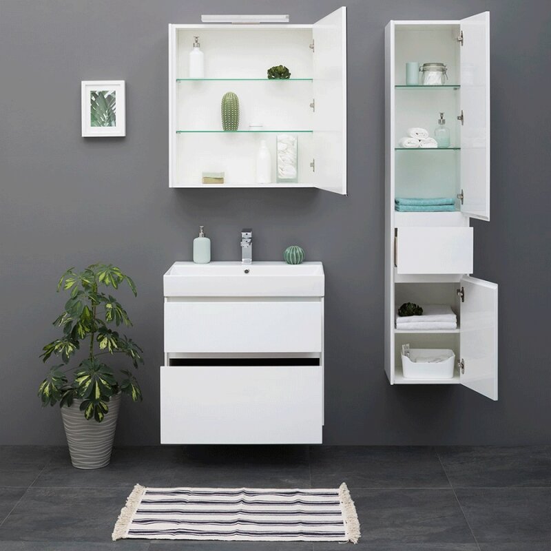 Комплект мебели для ванной Aquanet Бруклин 85 207801 подвесной Белый глянец - фотография № 10