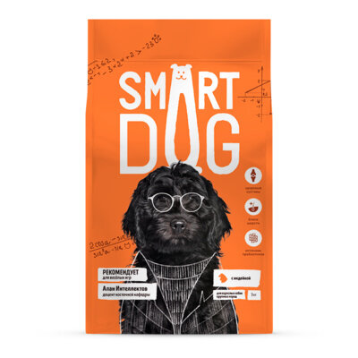 Smart Dog сухой корм Для взрослых собак крупных пород с индейкой, 18 кг