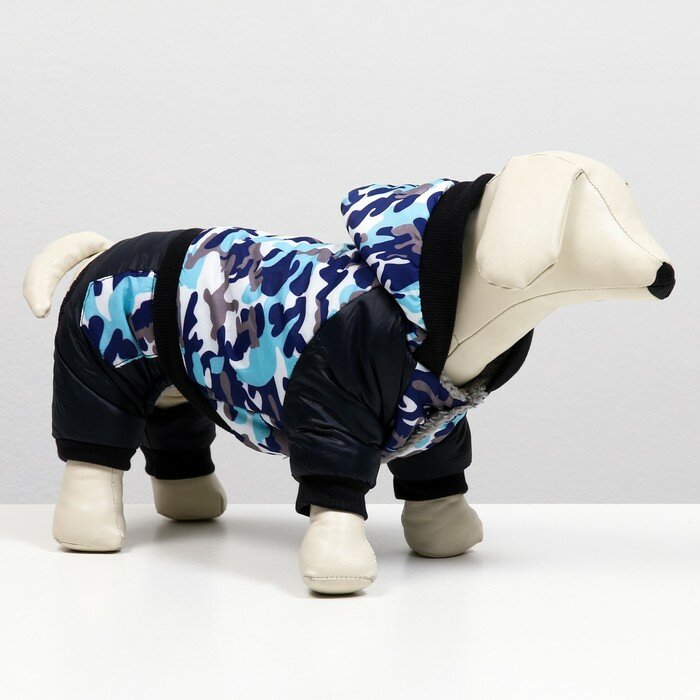 Комбинезон для собак КНР на меховом подкладе, с капюшоном, размер S - фотография № 1