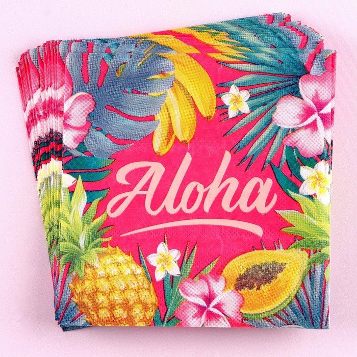 Салфетки Aloha, 25 × 25 см, в наборе 20 шт. (комплект из 8 шт) - фотография № 1