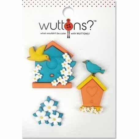 Пуговицы BLUMENTHAL LANSING "Wuttons", Birdhouse, микс цветов, 3 шт