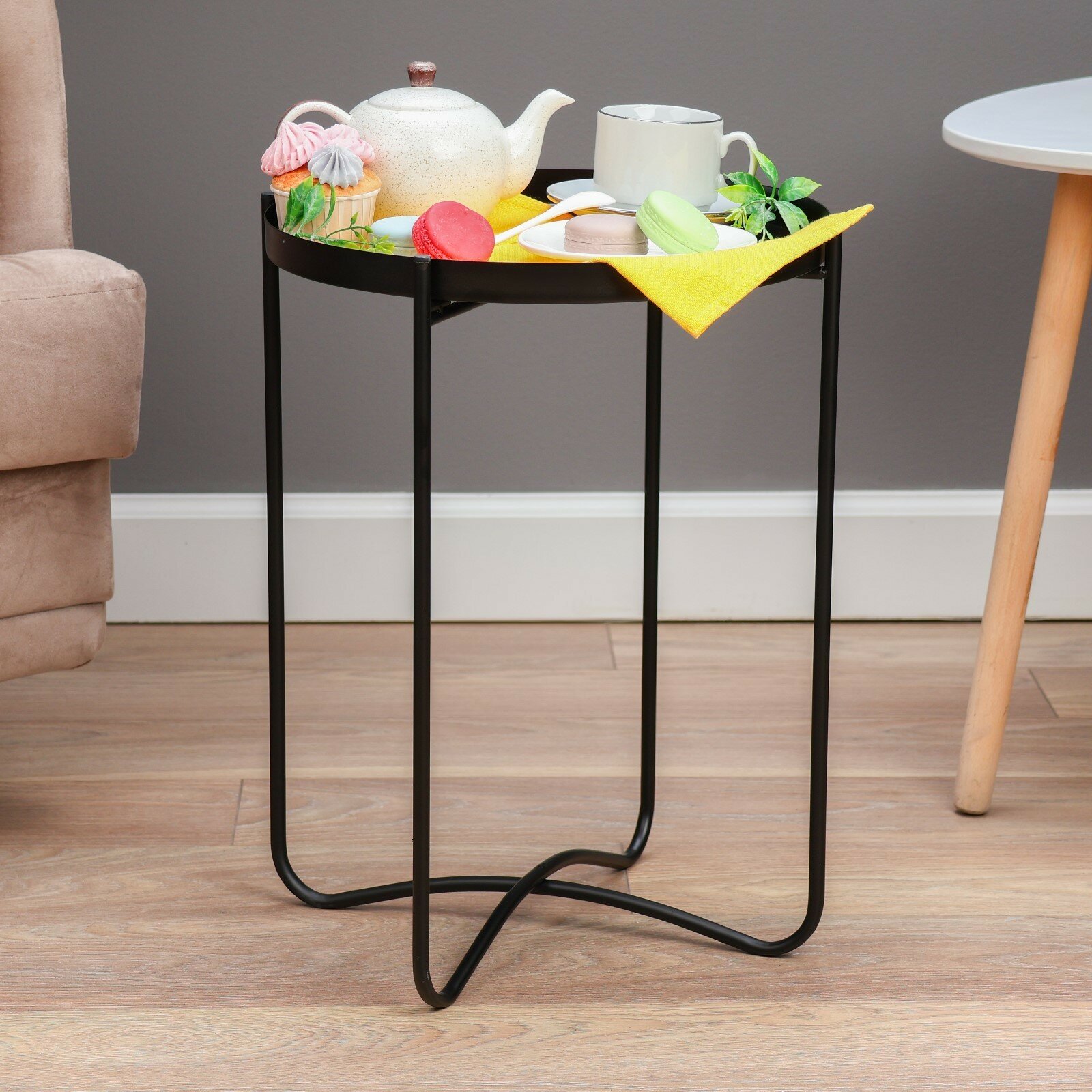 фото Кофейный столик "Грация" YS-037, черный 42х46 см 1шт.