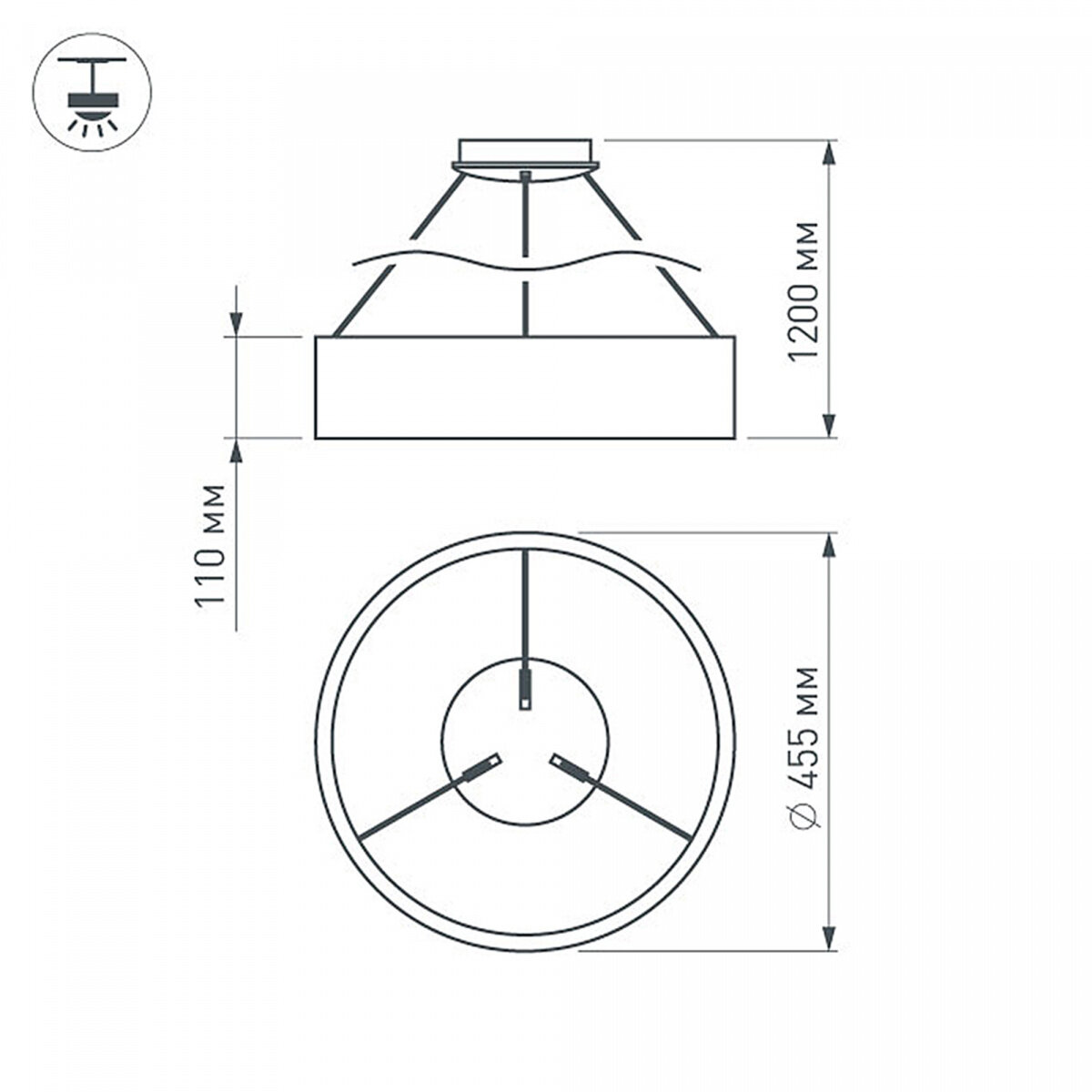 Светильник SP-TOR-RING-HANG-R460-33W Warm3000 (BK, 120 deg) (Arlight, IP20 Металл, 3 года) - фотография № 1