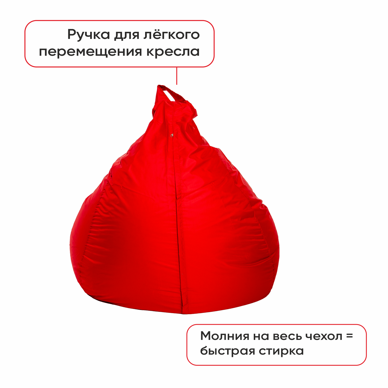 Кресло-груша, ткань "Дюспо", размер XXL, цвет красный - фотография № 6