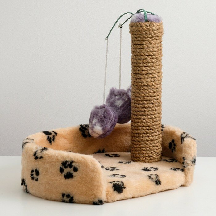 Лежанка с когтеточкой для котят, 34 х 26 х 34 см, джут, микс цветов - фотография № 1