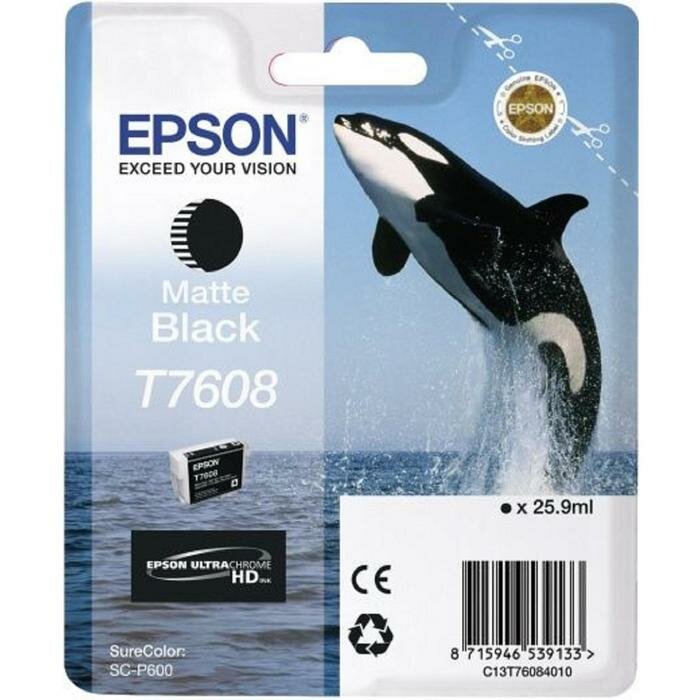 EPSON Картридж струйный Epson T7608 C13T76084010 черный матовый для Epson SureColor SC-P600