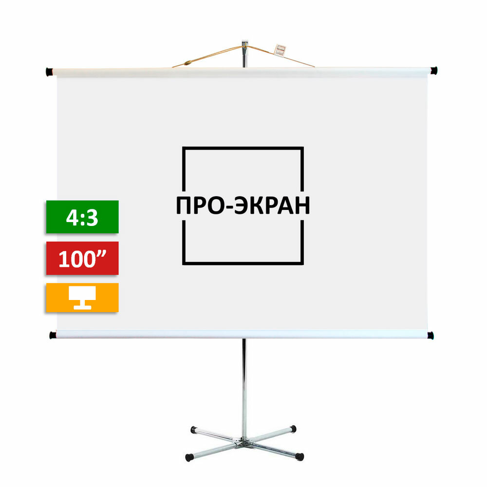 Экран на штативе про-экран 200 на 150 см (4:3) 100 дюймов