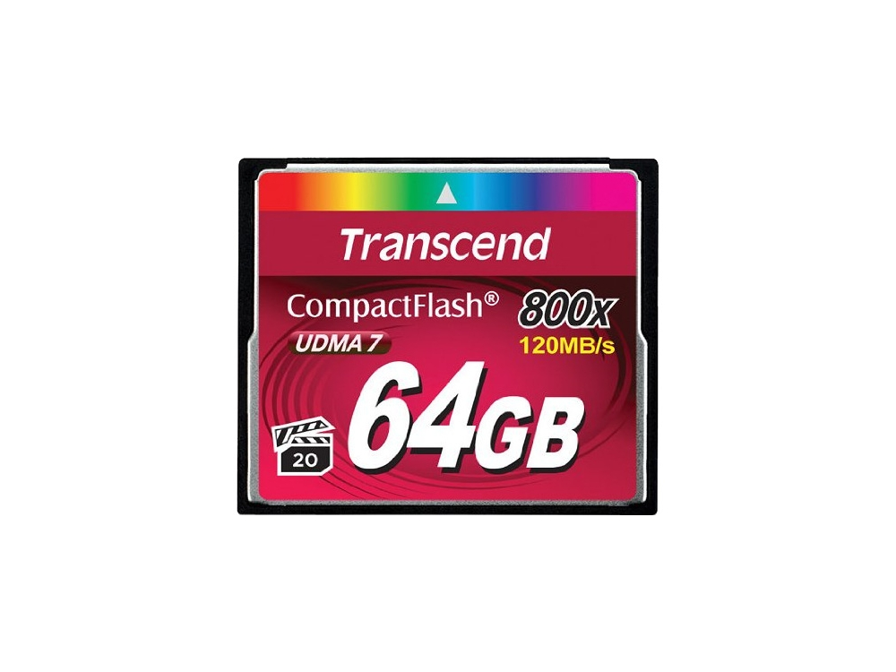 Карта памяти Compact Flash 64GB Transcend Premium, 800x (TS64GCF800)