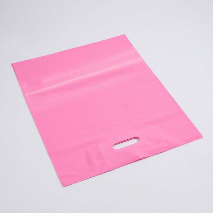 Пакет полиэтиленовый с вырубной ручкой, Розовый 40-50 См, 30 мкм (50 шт) - фотография № 2