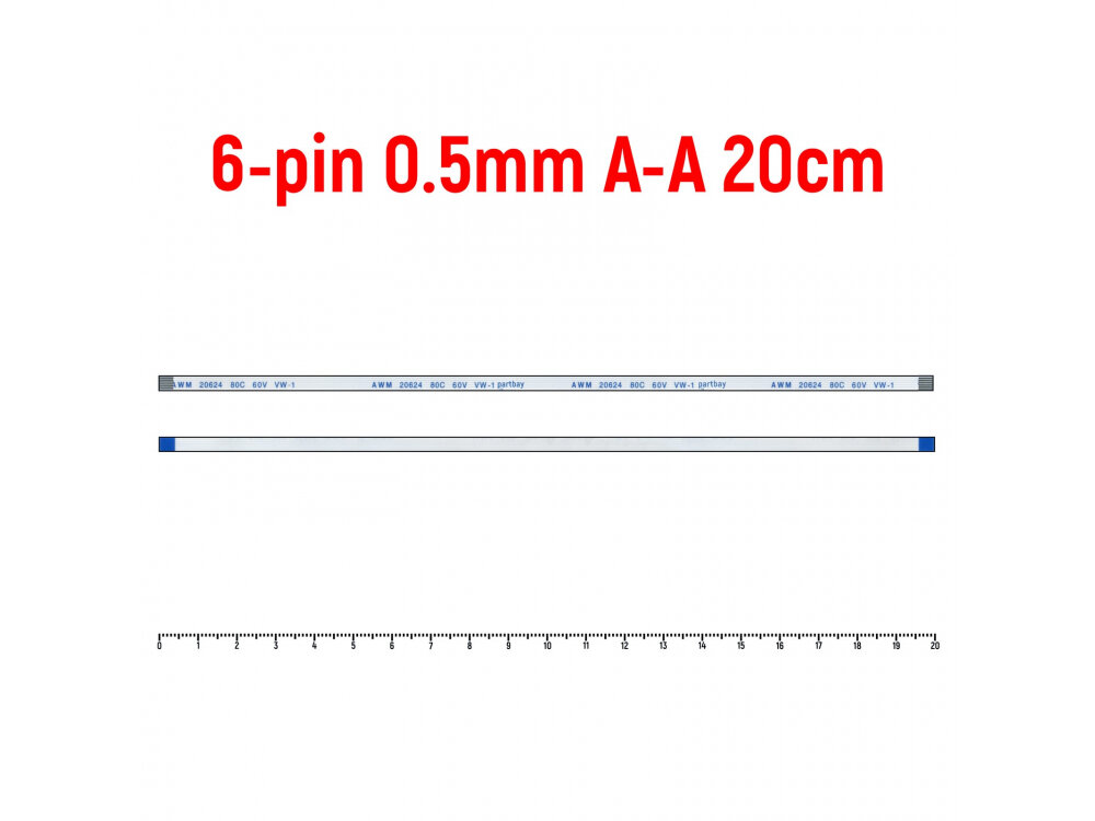 Шлейф кнопки включения для ноутбука Asus K55VD FFC 6-pin Шаг 0.5mm Длина 20cm Прямой A-A AWM 20624 80C 60V VW-1