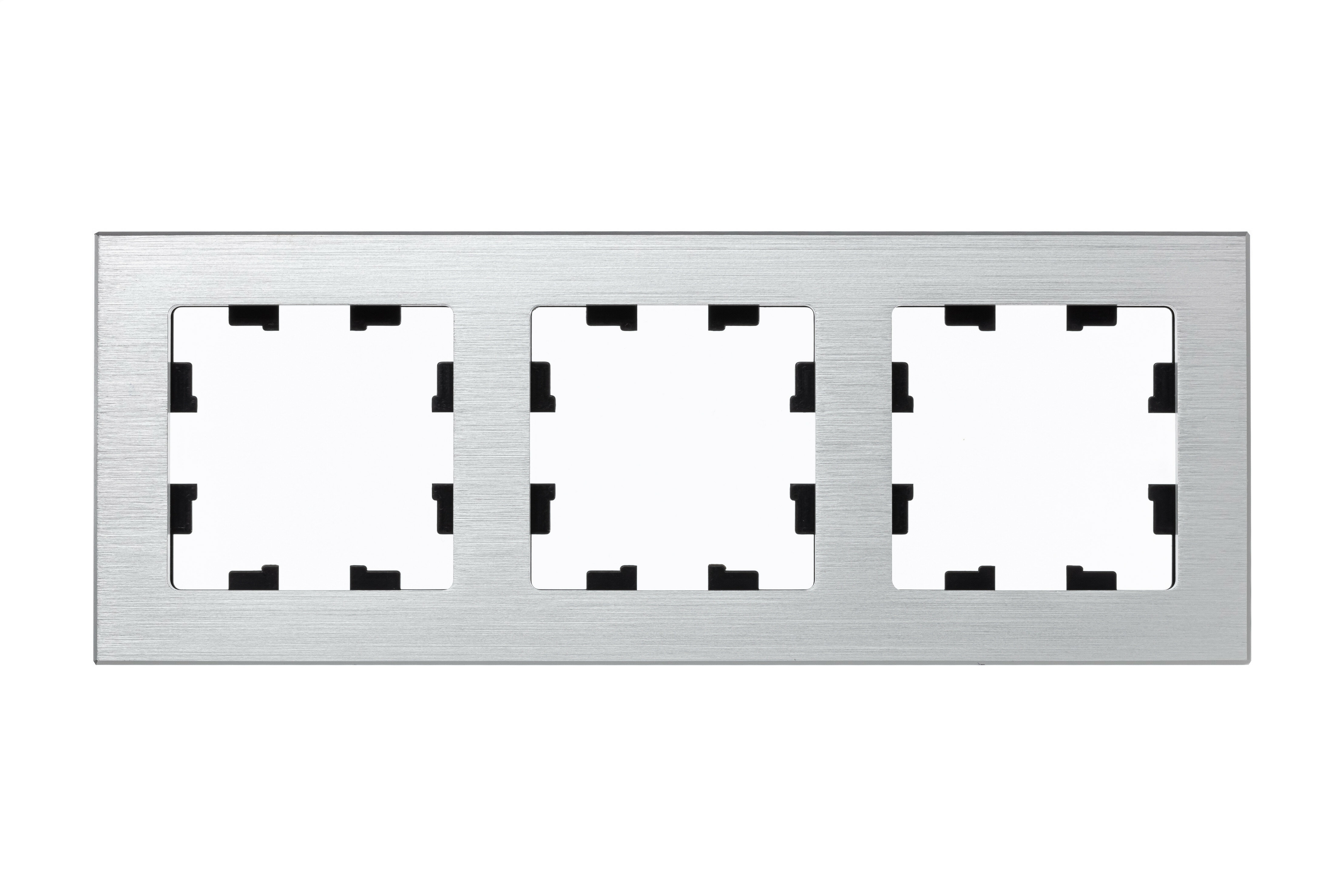 Рамка 3м универсал AtlasDesign Nature металл серебро встроенный монтаж (Schneider Electric), арт. ATN312103