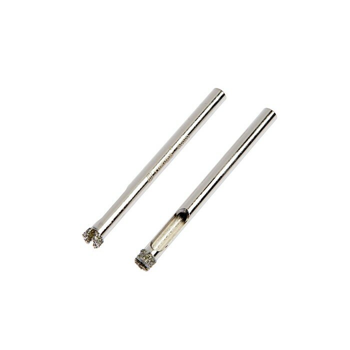 фото Сверло алмазное по стеклу и керамике тундра, трехгранный хвостовик, 6 х 65 мм, 2 шт.