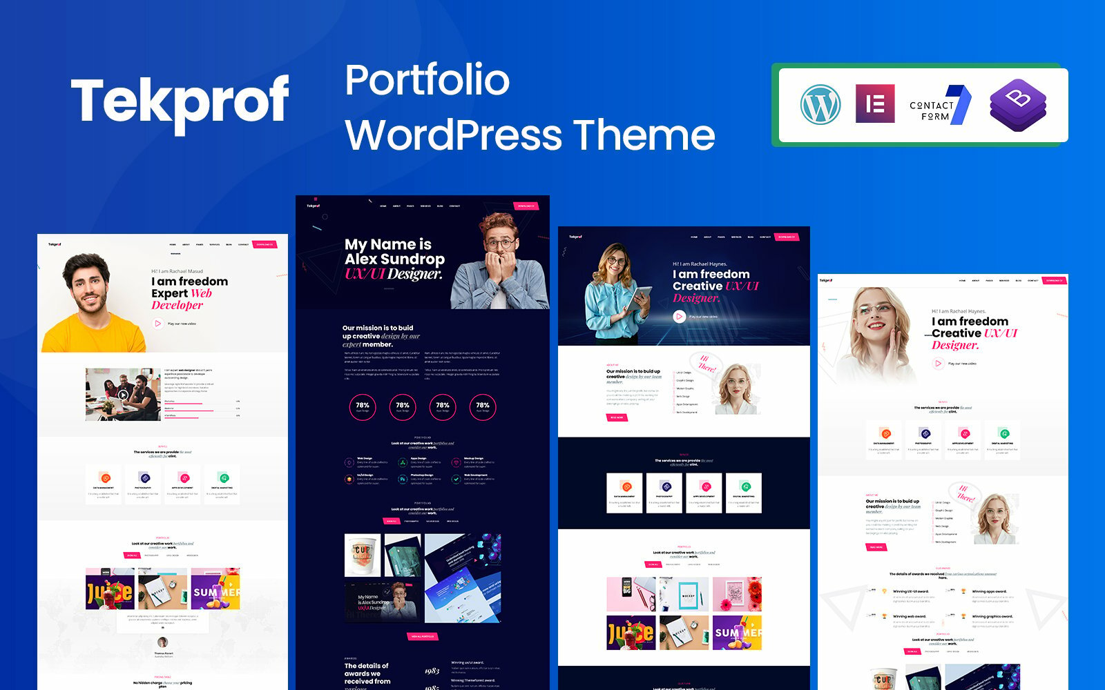 Шаблон Wordpress Tekprof - Creative Portfolio Elementor Тема WordPress