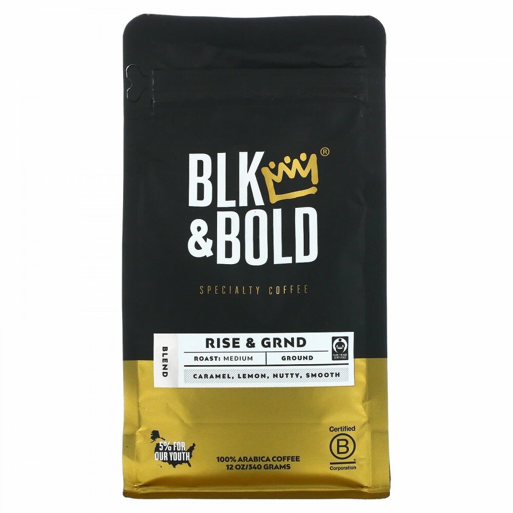 BLK & Bold, Specialty Coffee, молотый, средний, рост и GRND, 12 унций (340 г) - фотография № 1