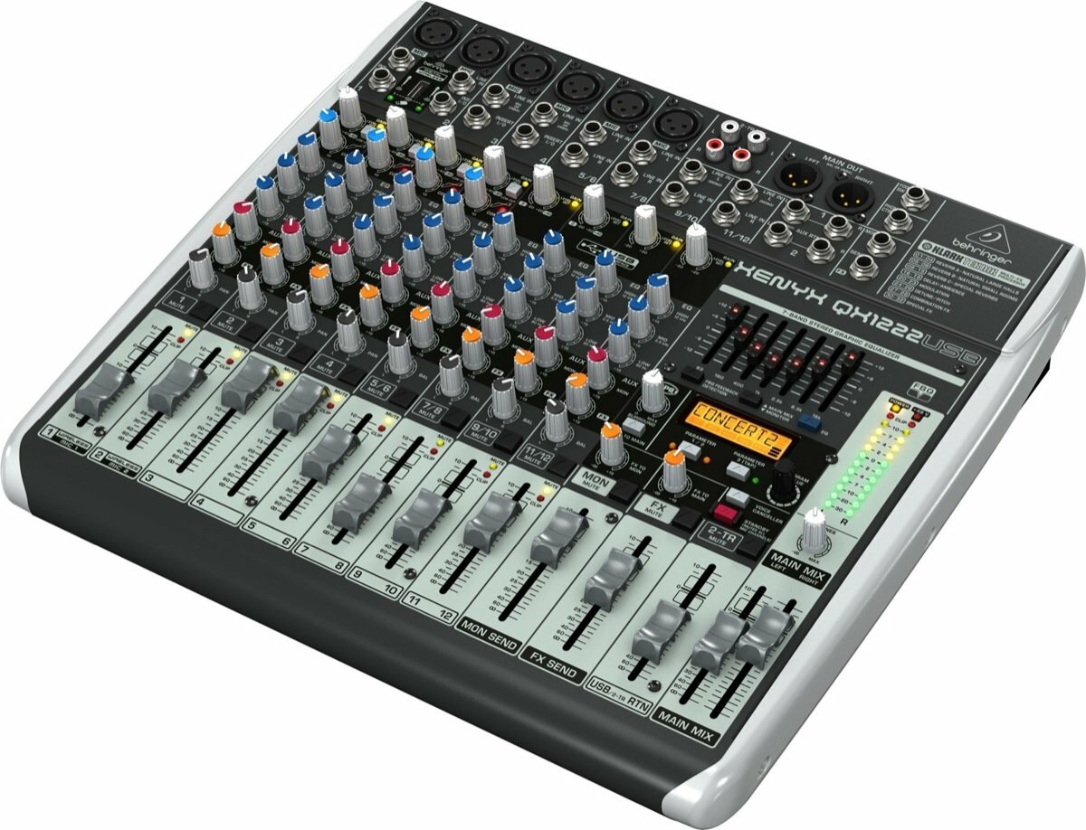 Behringer QX1222USB аналоговый микшер с USB/аудио интерфейсом, микрофонными предусилителеми и компрессорами, беспровод. опциями и Multi-FX,16 каналов,