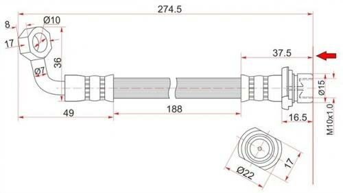 Шланг тормозной rr toyota land cruiser/prado/lexus lx470 Sat ST9094702A07 Toyota: 90947-02A09 90947-02A07 90947-02F25