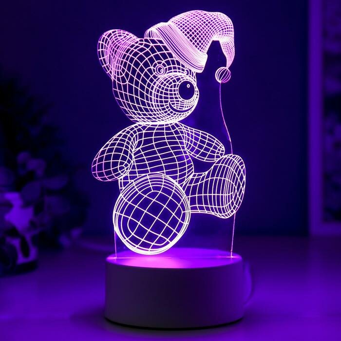 RISALUX Светильник "Мишка в шапке" LED RGB от сети - фотография № 5