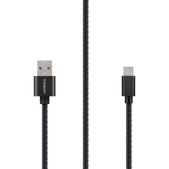 Кабель Rombica Digital AB-04 Black, USB - micro USB, текстиль, 2м, черный
