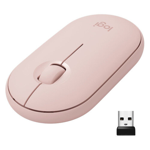 Мышь Logitech Pebble M350, оптическая, беспроводная, USB, розовый [910-005717]