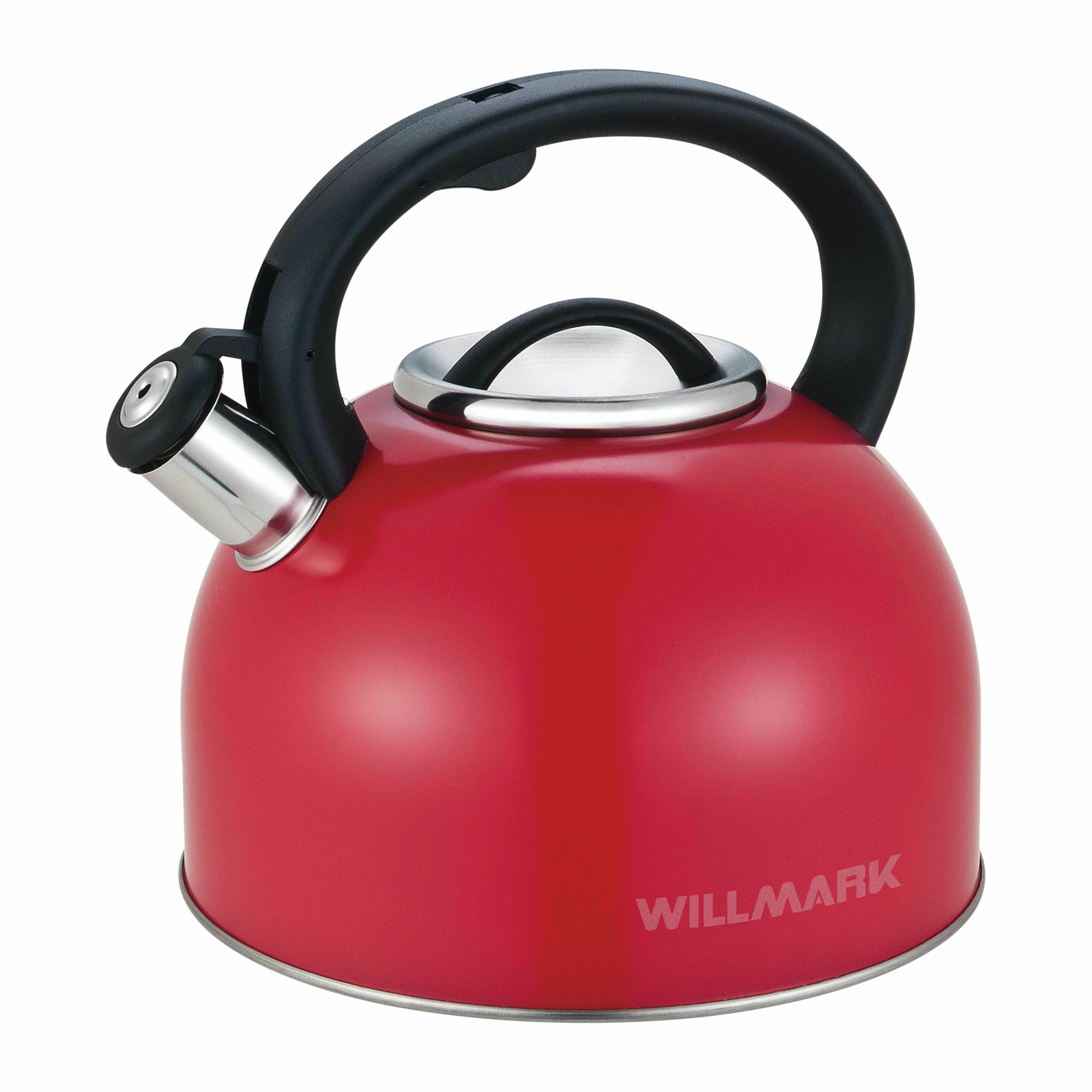 Чайник WILLMARK WTK-4810SS (4л, со свистком, с крышкой, нейлоновая ручка, техн. Easy spout open), Матовый красный