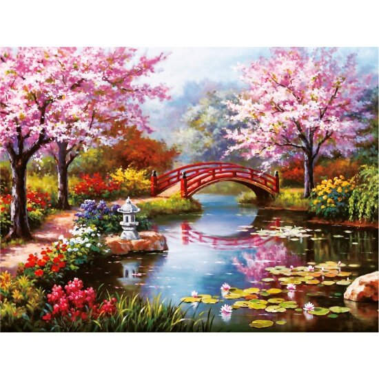 Картина стразами (алмазная мозаика) 30*40 см остров сокровищ "Японский сад" на подрамнике 662424