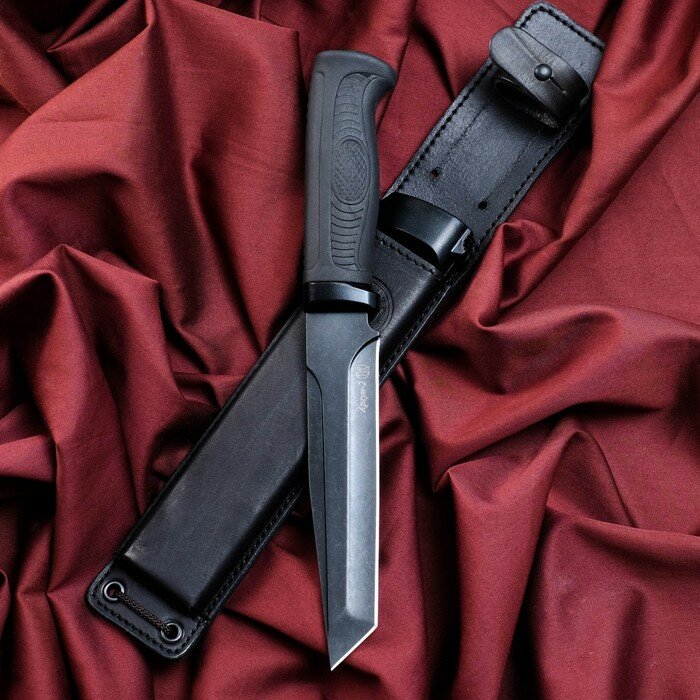 Нож кавказский, разделочный "Аргун -2" с чехлом, сталь - AUS-8, рукоять - эластрон, 16 см