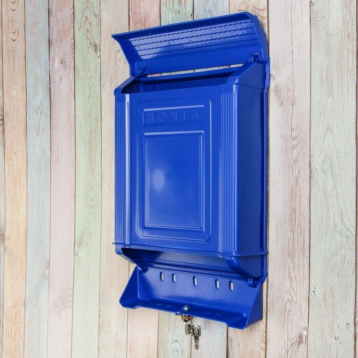 Ящик почтовый, пластиковый, «Декор», с замком, синий - фотография № 3
