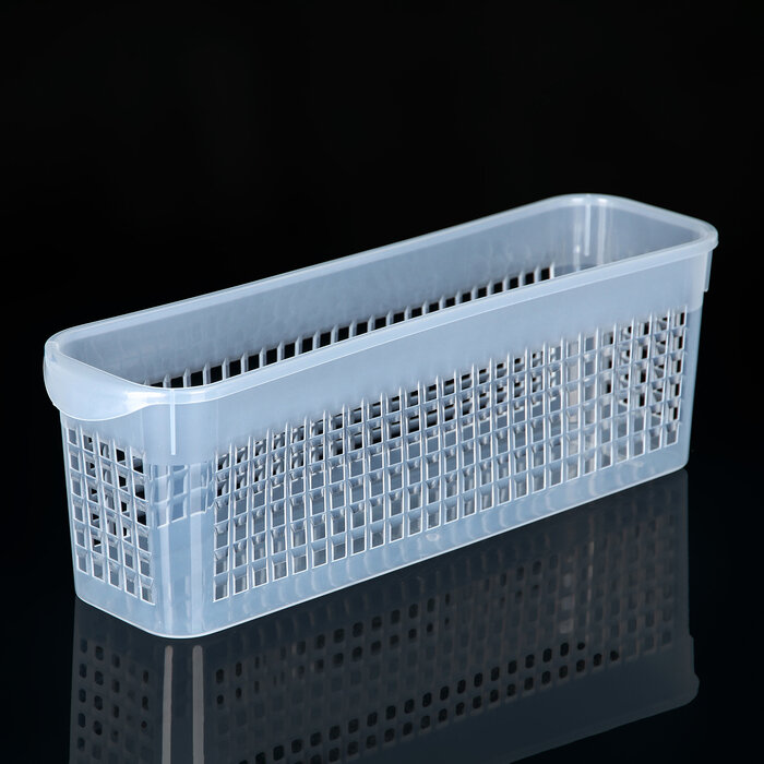 Доляна Корзинка пластиковая для хранения, 37,5×10,5×12 см, цвет прозрачный - фотография № 1