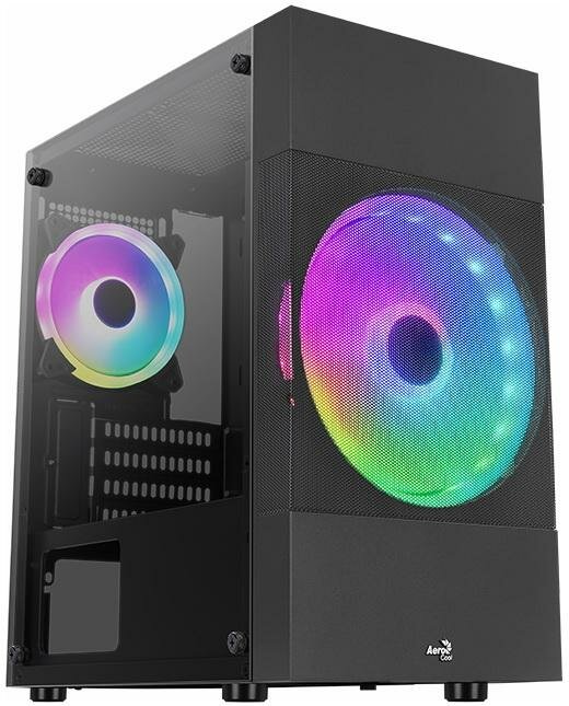 Корпус mATX AEROCOOL Atomic Lite-G-BK-v2, Mini-Tower, без БП, черный [accs-pv33123.11] - фото №1