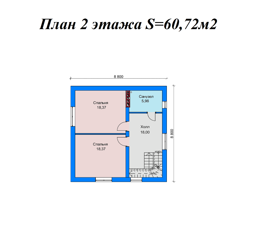 Проект жилого дома SD-proekt 22-0015 (121,24 м2, 8,8*8,8 м, газобетонный блок 400 мм, декоративная штукатурка) - фотография № 6