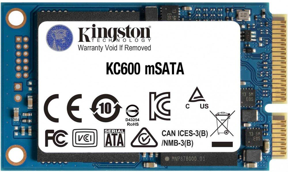 Накопитель SSD 256Gb Kingston KC600 SKC600MS/256G внутренний SSD, M.2, 256 Гб, mSATA (mini SATA), чтение: 550 Мб/сек, запись: 500 Мб/сек, TLC