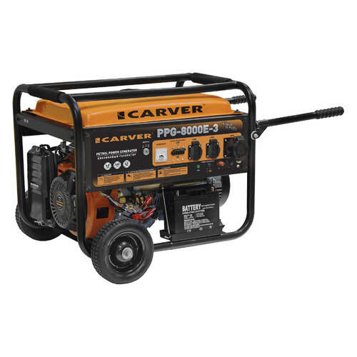 Бензиновый генератор CARVER PPG- 8000E-3, 380/220/12, 6кВт [01.020.00013]